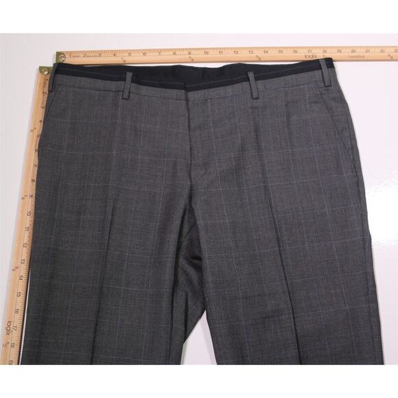 Moschino Gray Glen Plaid Flat Front Wool Slim Fit Dress Pants 38 New! - Picture 4 of 6